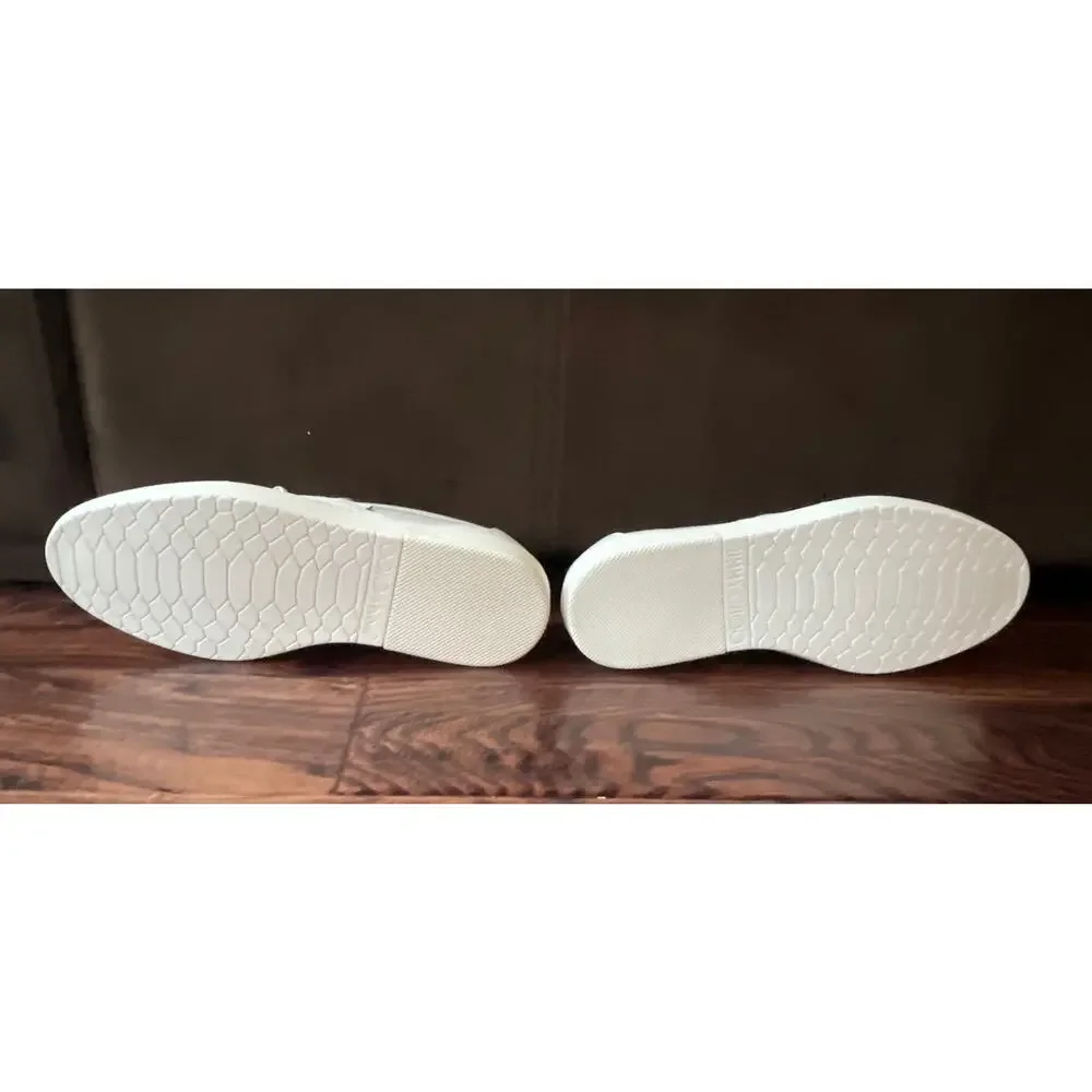 $995 NIB Jimmy Choo White Slip-On Star-Studded Leather Sneakers Size 41(8)